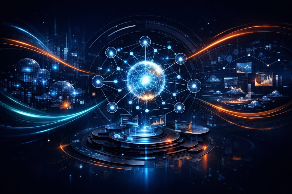 Create an image that shows an Agentic Evolution Path and how establishingmultiagent orchestration to drive autonomous insight and decision support acr-4