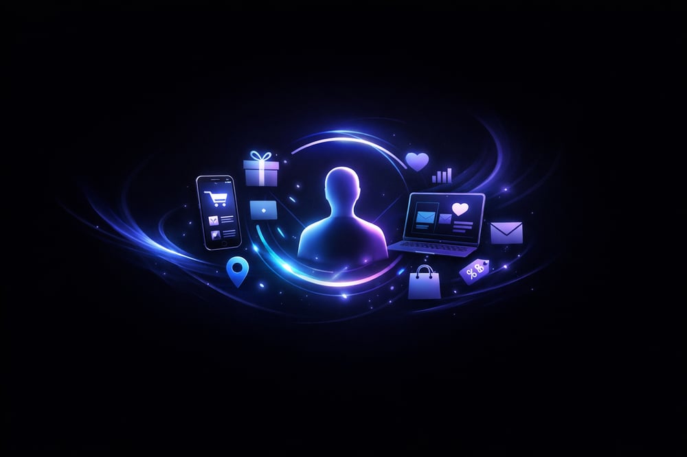 I want you to create an image that represents personalized marketing However I want this background to be very minimalistic 90 or more of the image sh-4