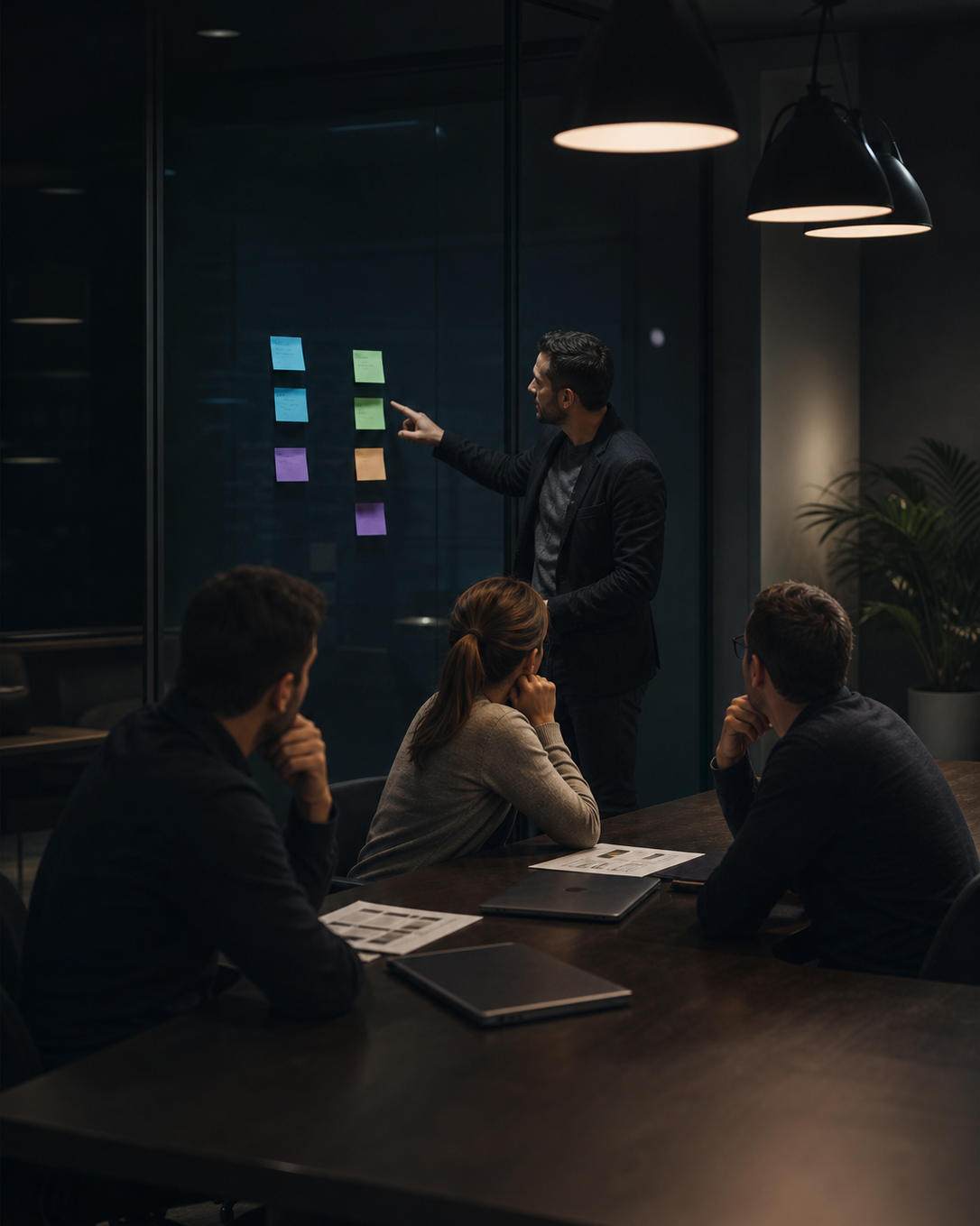 Business Workshop With Glowing Sticky Notes-1
