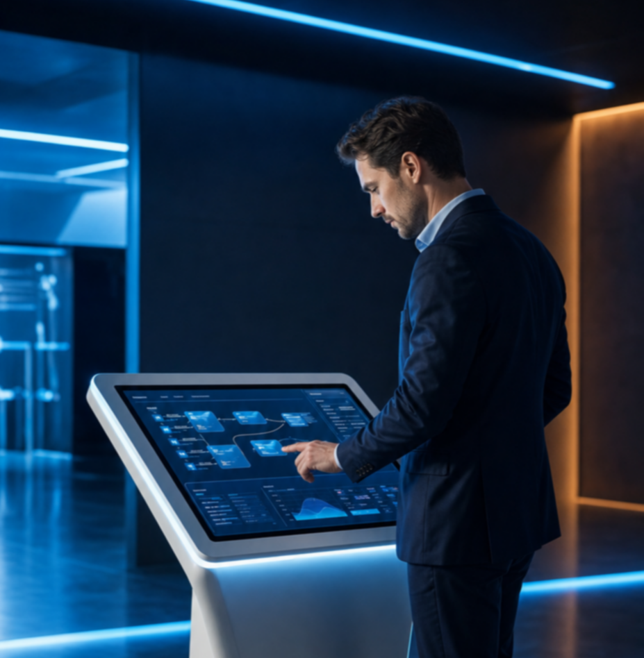 Futuristic Product Demo in Dark Room with Neon Lighting-1-1-3-1